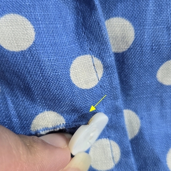 Talbots 100% Linen Blue White Polka Dot Button-Up Jacket Lightweight Pockets - Picture 9 of 9